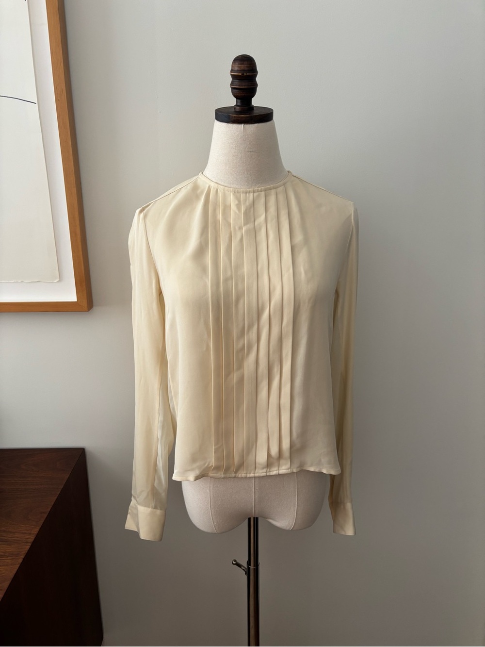 rag & bone Cream Pleated Front Long-Sleeve Blouse